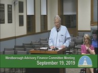 Thumbnail image for Westborough Advisory Finance Committee meeting 19September2019