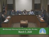 Thumbnail image for Westborough Advisory Finance Committee Meeting - March 5, 2020